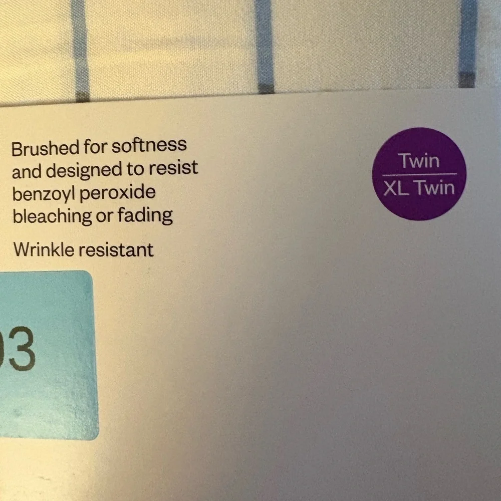 New-Room Essentials White & Blue Plaid Microfiber Sheet XL Twin‎ cotton soft